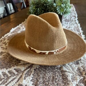 Wyeth Tan Open Weave Fedora Hat